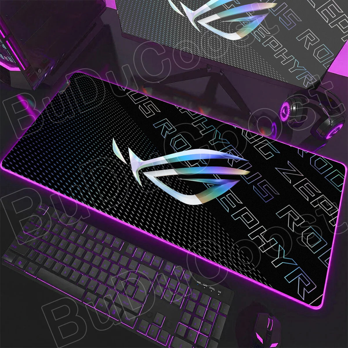 600x300x3mm RGB Gamer Glowing HD Keyboard Mat Asus Office Table New ROG Art Design Colorful LED Mouse Pad Rubber Non-slip Carpet