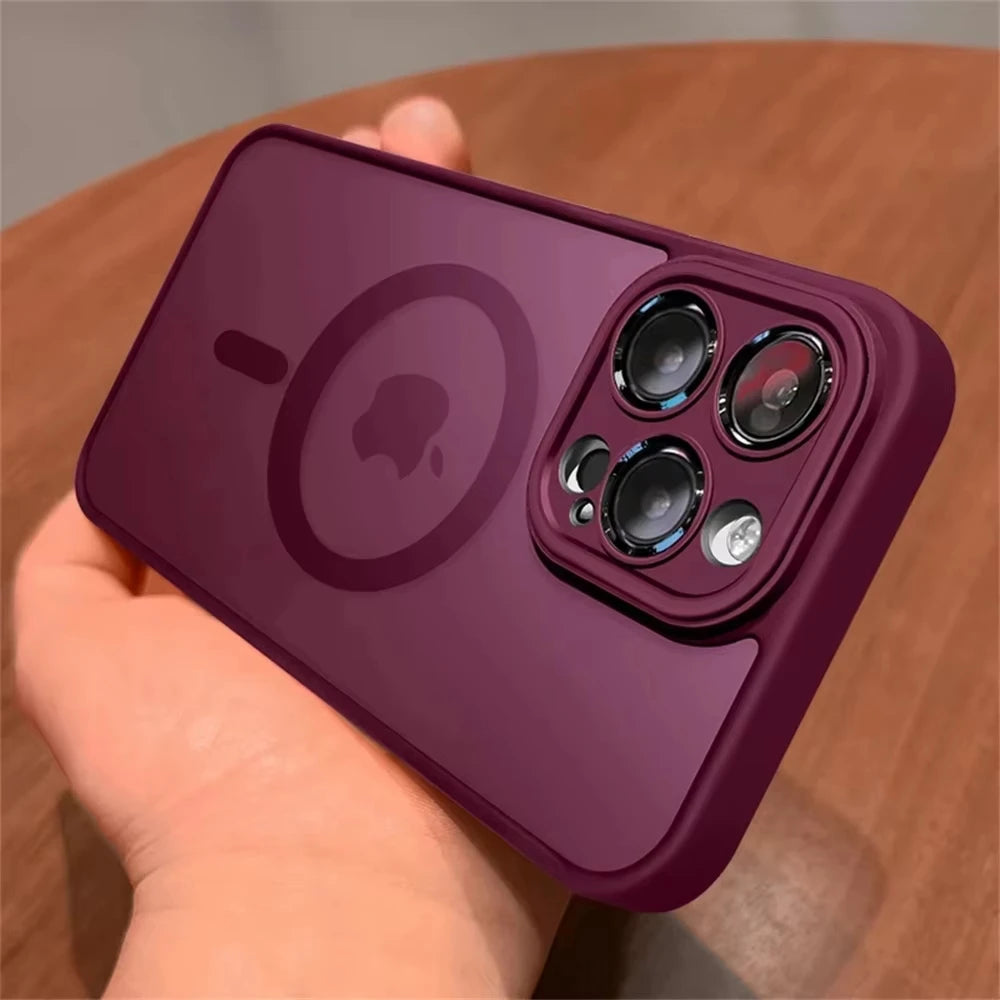 Lens Protection Case For iPhone 17 16 Proa Mx mini 15 16 14 Plus iPhone 13 12 11 Matte Translucent Magsafe Wireless Charge Cover
