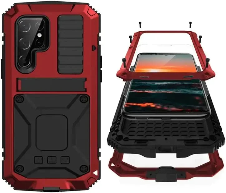 Heavy Duty Aluminium Metal Armor Case For Samsung S24 S23 S22 S21 Note 20 Ultra S20 Plus A32 Shockproof Cover Screen Protector