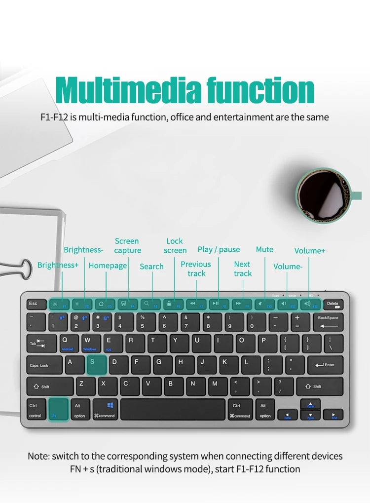 2.4G and Bluetooth Mini Keyboard Wireless keyboard and mouse Set For Notebook Laptop Desktop PC Tablet iPad Android Macbook