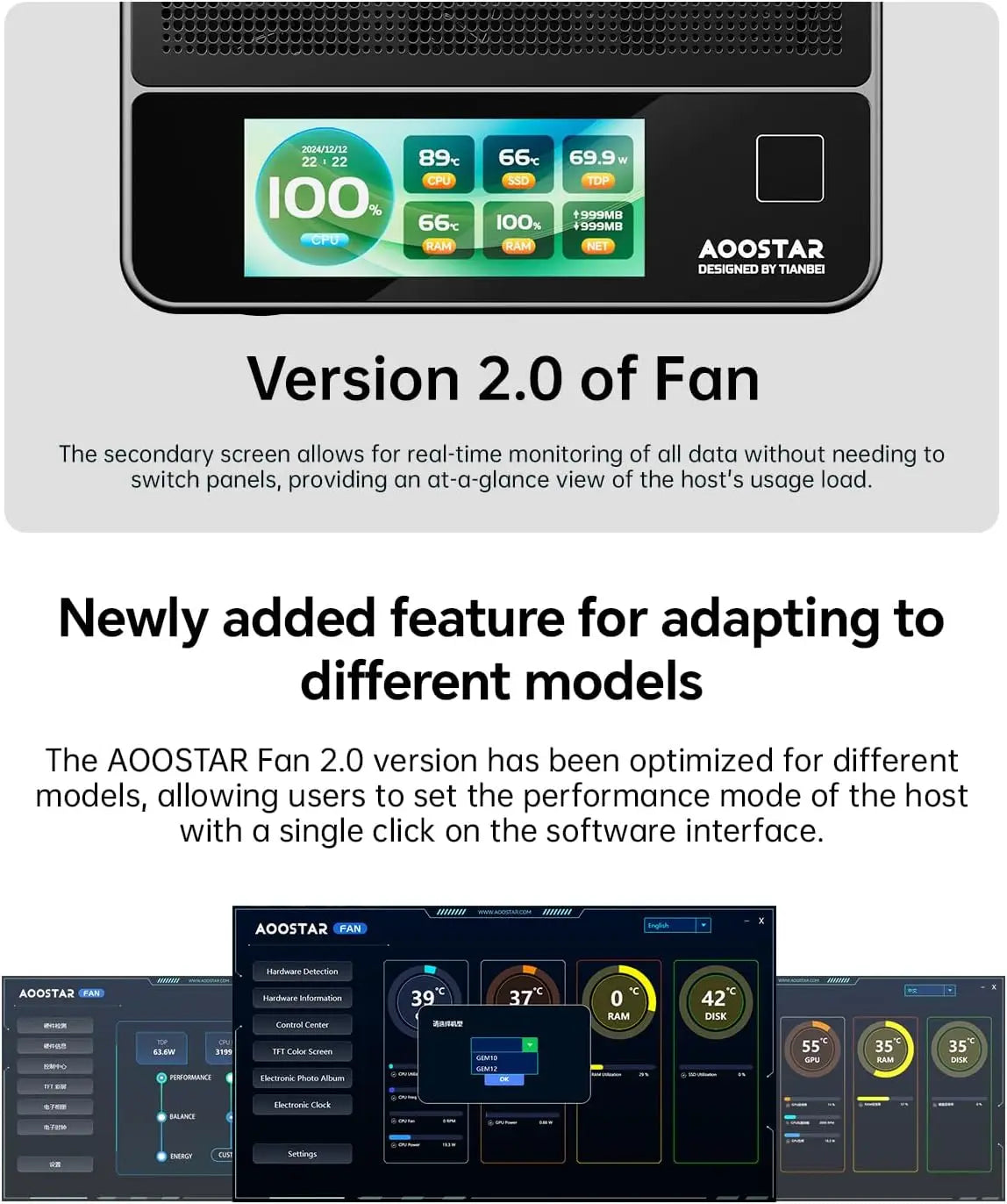 AOOSTAR GEM12 Mini PC Ryzen 7 PRO 8845HS 8C/16T Radeon 780M Dual NVMe OCuLink 70W USB4 for Desktop Gaming Mini PC Computer - WinSupport Tech