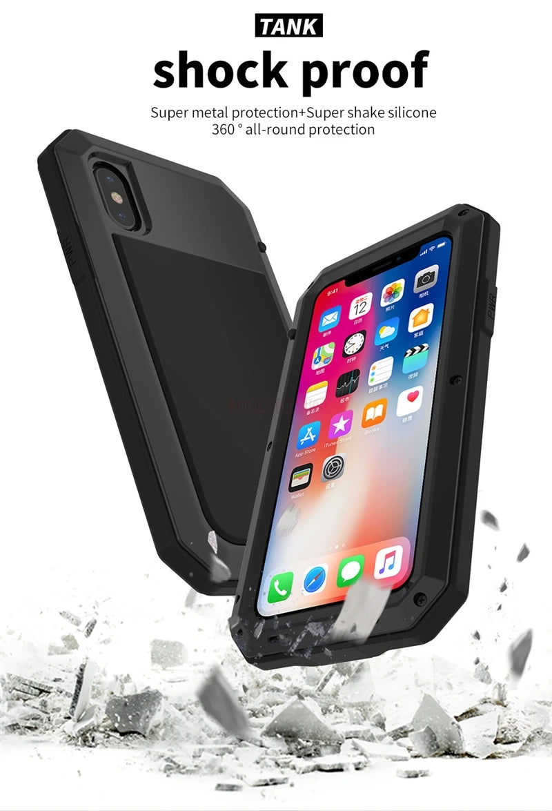 Heavy-duty protective armour for iPhone 17 to 11 Pro Max Plus XS Max XR Metal Aluminum Phone Case, Shockproof Case