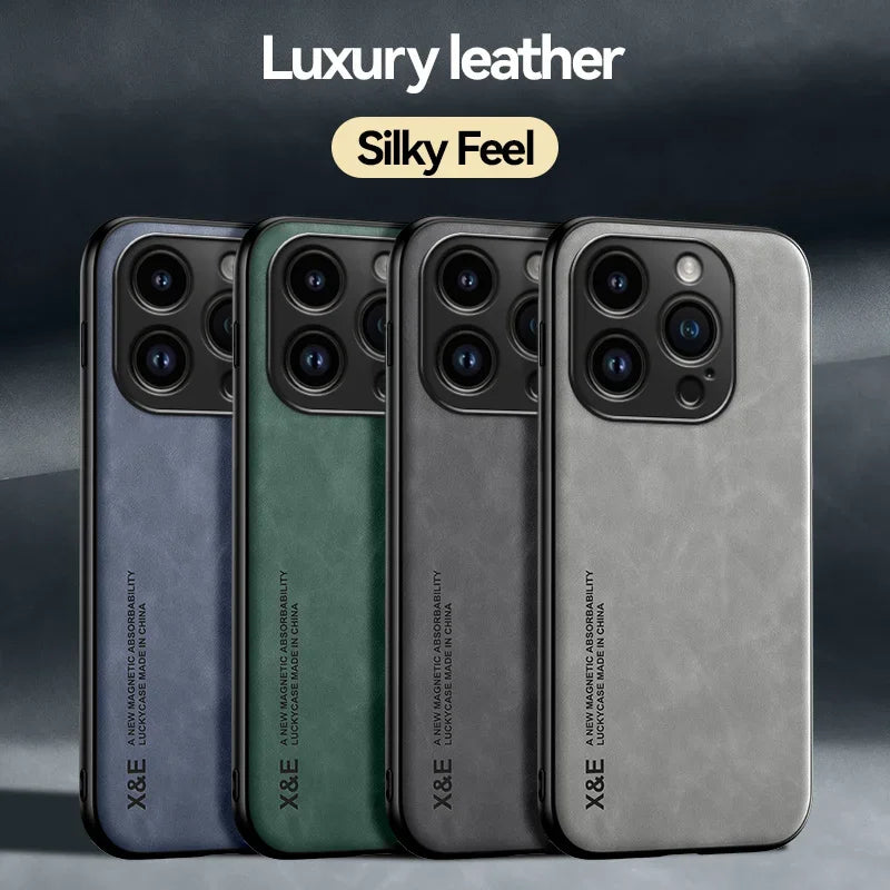 Luxury Magnetic Leather Case For iPhone 16 15 14 13 12 11 Pro Max Mini Plus XR XS X SE 15Pro Shockproof TPU Silicone Back 2026