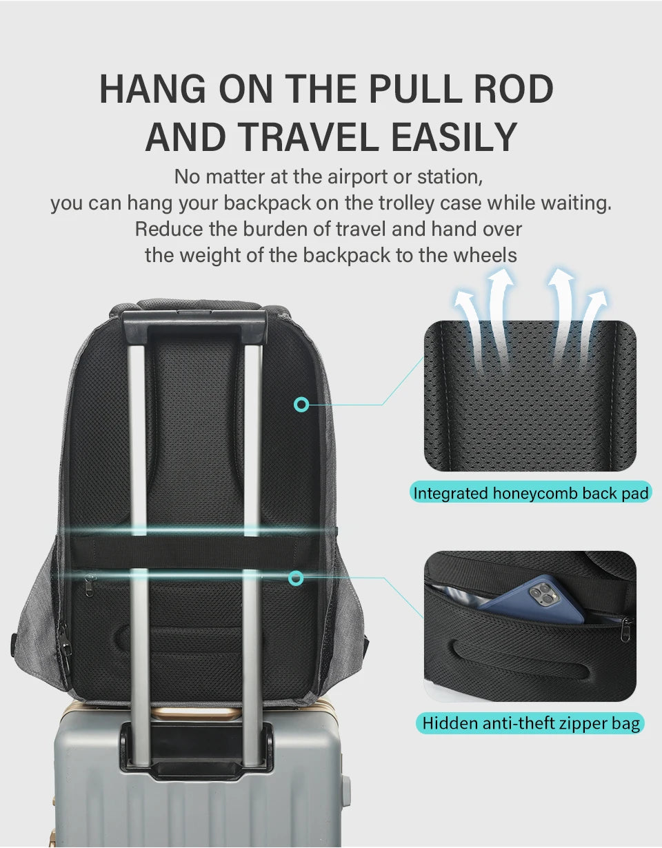 Tigernu Anti Theft Backpack Men USB Port Computer Backpacks For Men Bagpack Schoolbag 15.6inch Backpack Bags Travel Bag Knapsack