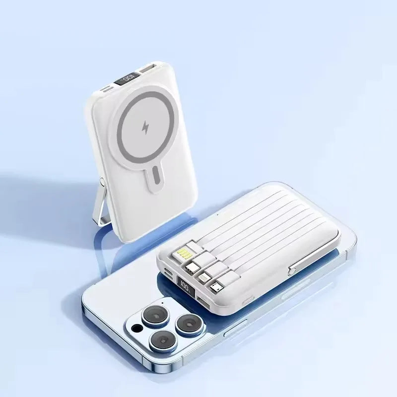 20000mAh Portable Fast Charger Magnetic Wireless Power Bank with Cable Stand External Battery for iPhone Samsung Xiaomi Magsafe