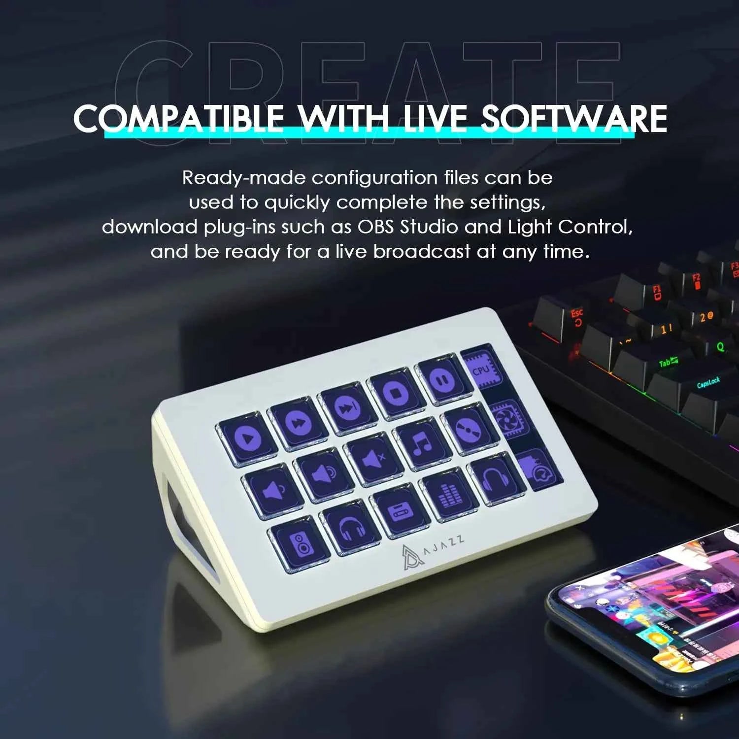 ATTACK SHARK x AJAZZ AKP153 STREAM DECK 15 Customisable Buttons Stream Deck With Versatile Side Screen
