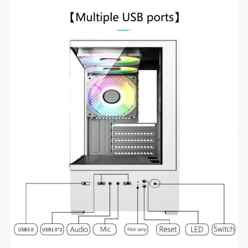 X2 Computer Case M-ATX Mini-ITX Motherboard Seaview Room Side Transparent Desktop Chassis USB3.0 Support 240 Water Cooler