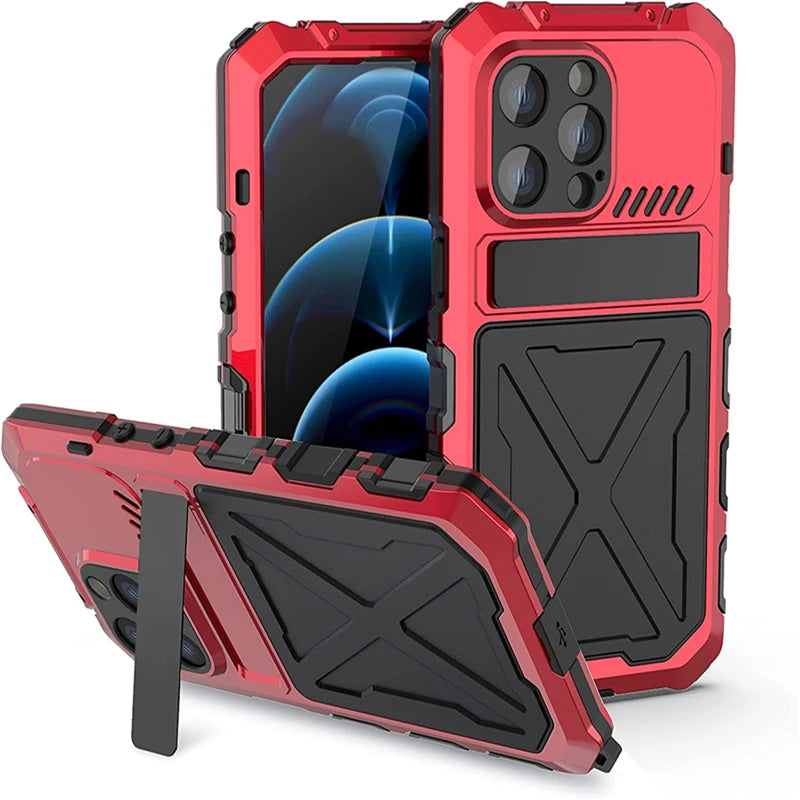 Heavy Duty Protection Armor Metal Aluminum Phone Case for iPhone 14 Pro Max 14 Plus Shockproof Cover