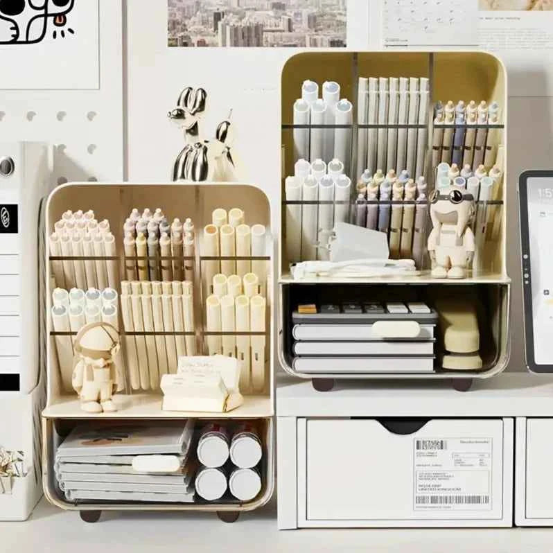 Multi-Layer Desk Organizer Large Capacity Office Accessories Slanted Insert Pencil Holder Storage Box Stationery Supplies School
