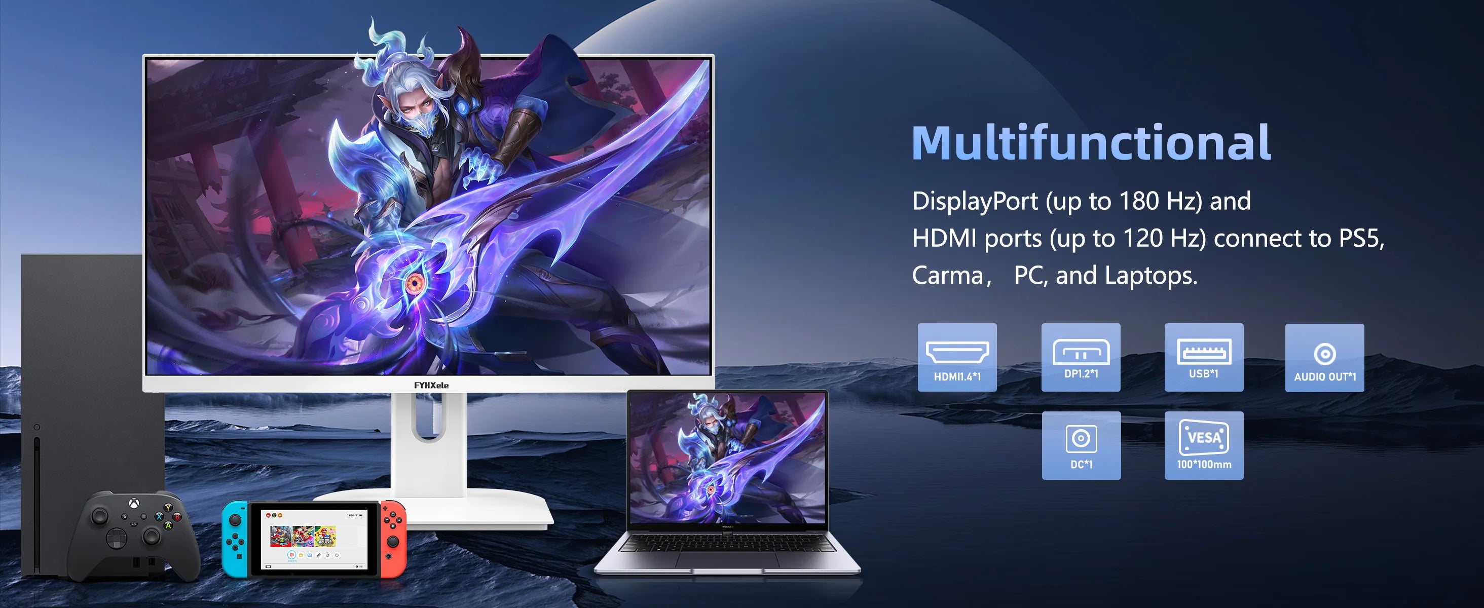 FYHXele 27 inch 180Hz IPS Gaming Monitor 1Ms Fast Response Speed 1920 * 1080 HDMI DP Ultrawide PC Support Vesa Wall Mount