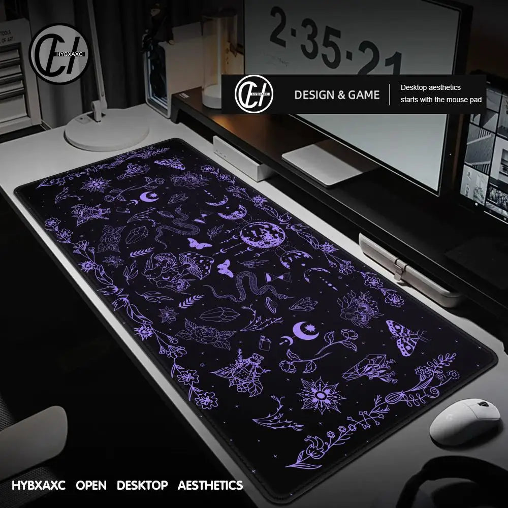 Purple Tarot Card Rubber Mouse Pad Moon Star Home Office Desk Mat Aesthetic Large Gaming MousePad Divination Keyboard Mat