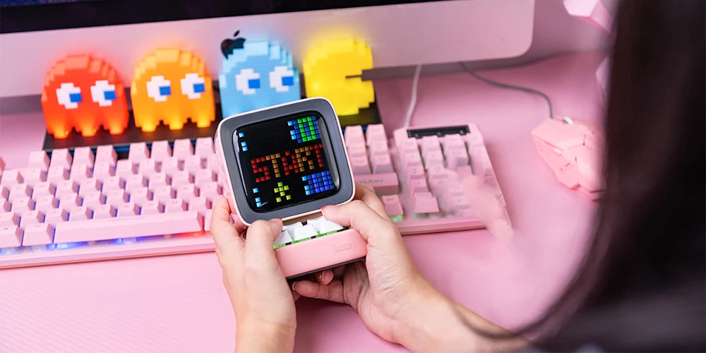 Divoom Ditoo-Pro Retro Pixel Art Bluetooth Portable Speaker Alarm Clock DIY LED Display Board, Cute Gift Home Light Decoration