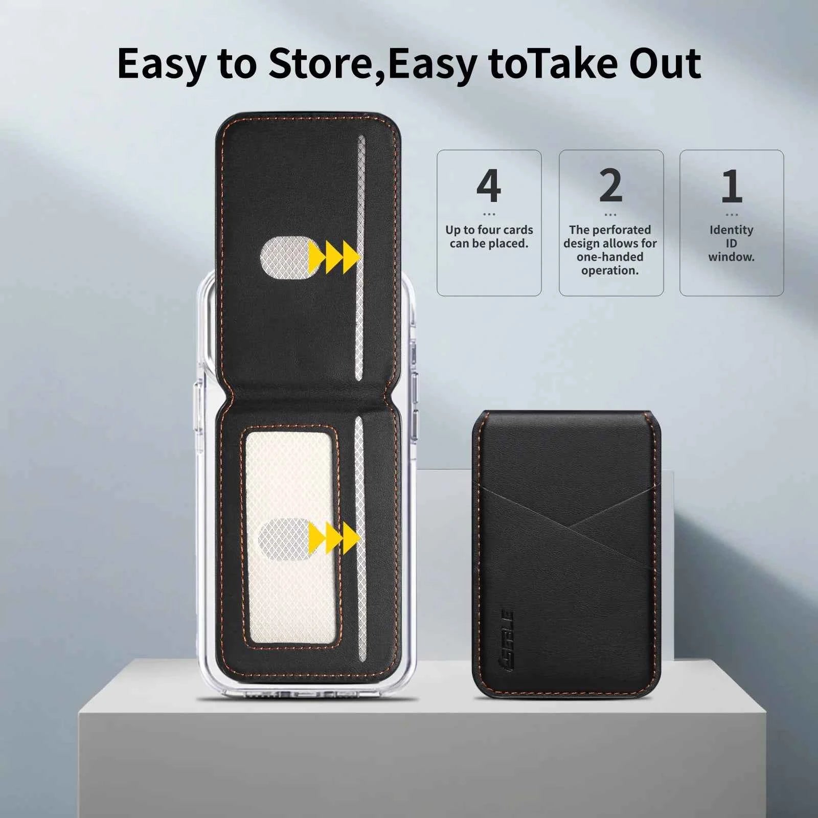 Luxury Leather Cellphone Magsafe Magnetic Card Holder For IPhone 12 13 14 15 16 17 Pro Max Plus RFID Anti-Skimming Bank ID Card