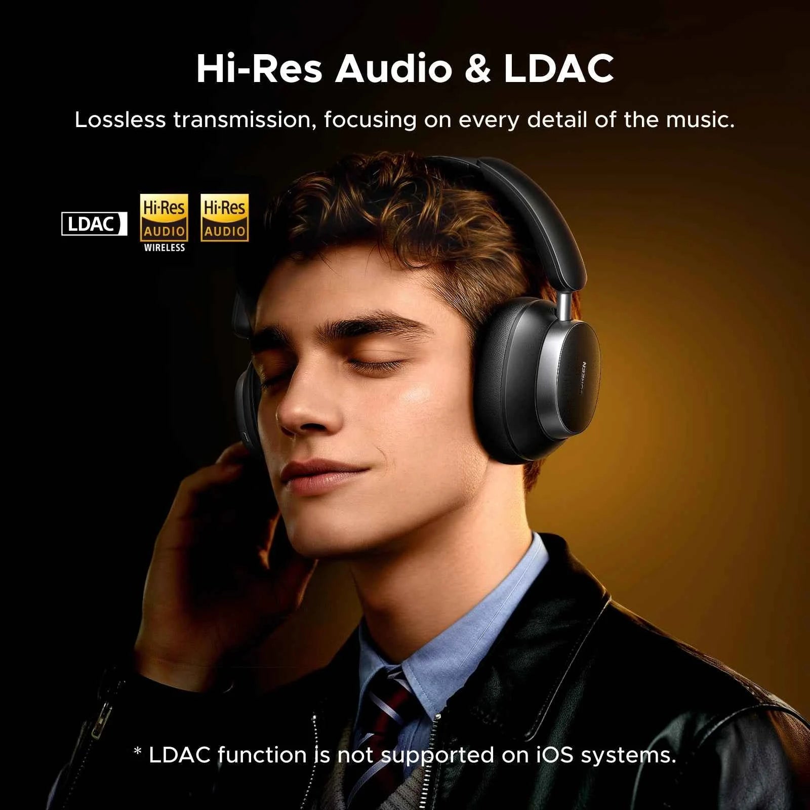 UGREEN Studio Pro 48dB ANC Wireless Headphones Over Ear Bluetooth Earphones Active Noise Cancellation Hi-Res LDAC 120h Playtime