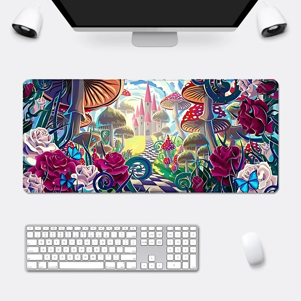 Cartoon Alice in Wonderland Mousepad HD Printing Computer Gamers Locking Edge Non-slip Mouse Pad XXL90x40cm Keyboard PC Desk Pad