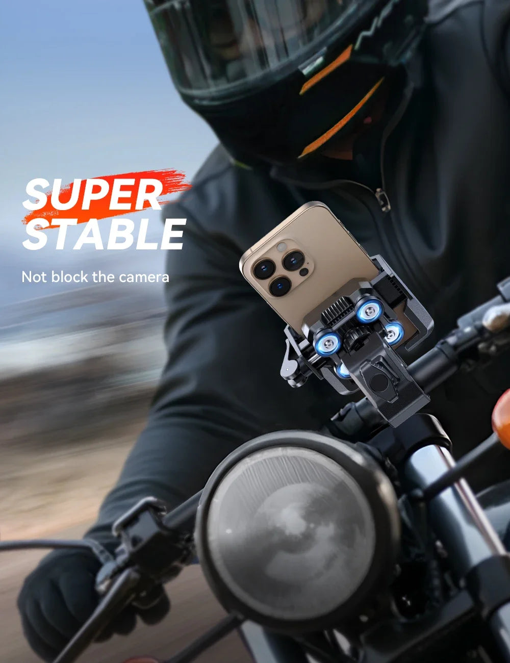 Anti-Vibration Motorcycle Phone Mount Camera Friendly Anti-Shake Bicycle Handlebar Holder with Secure Lock Universal E-Bike Scoo