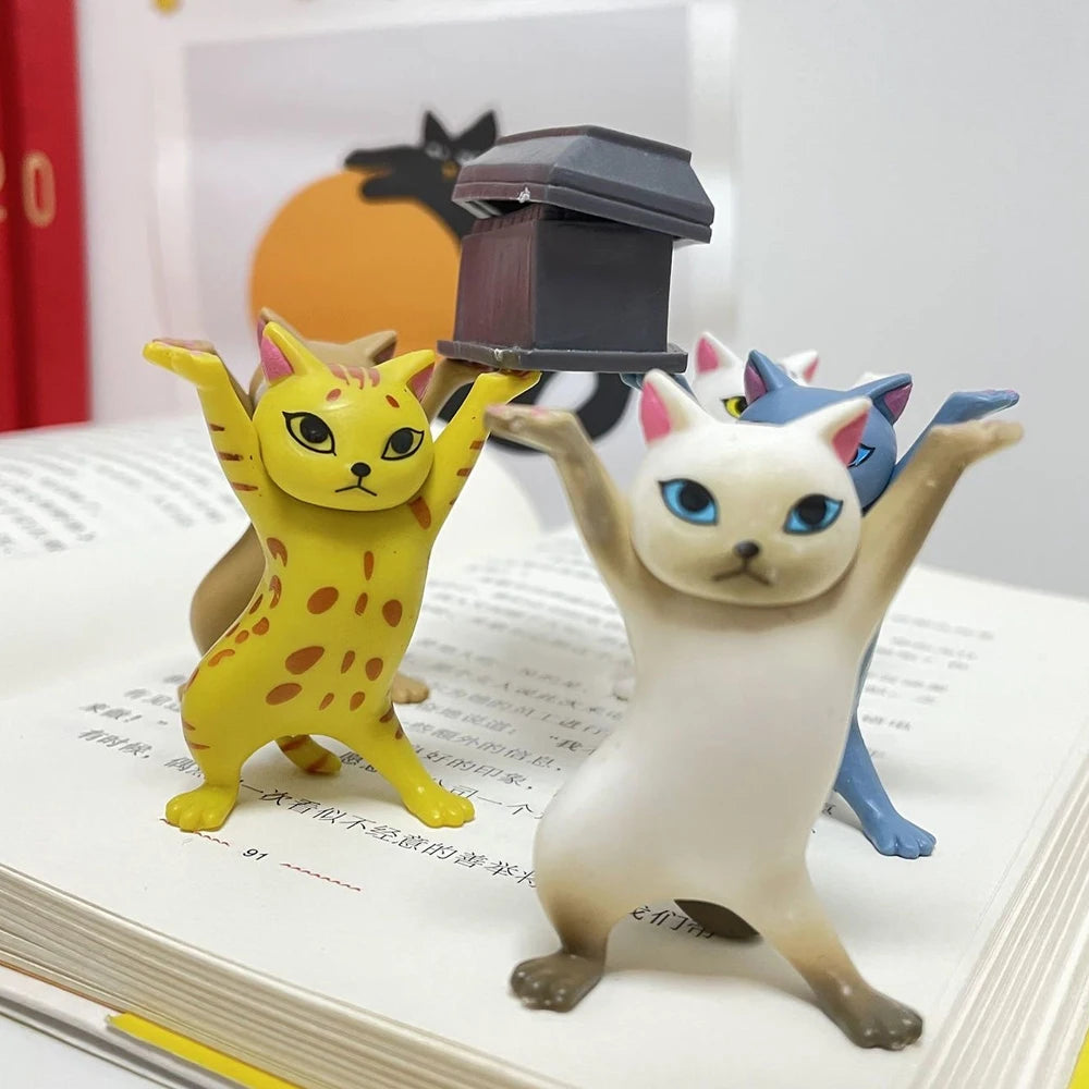 1/5Pc Funny Cats Pen Holder Kawaii Cat Doll Ornaments Plastic Craft Earphone Support Room Office Desk Home Decory Gift Accessory