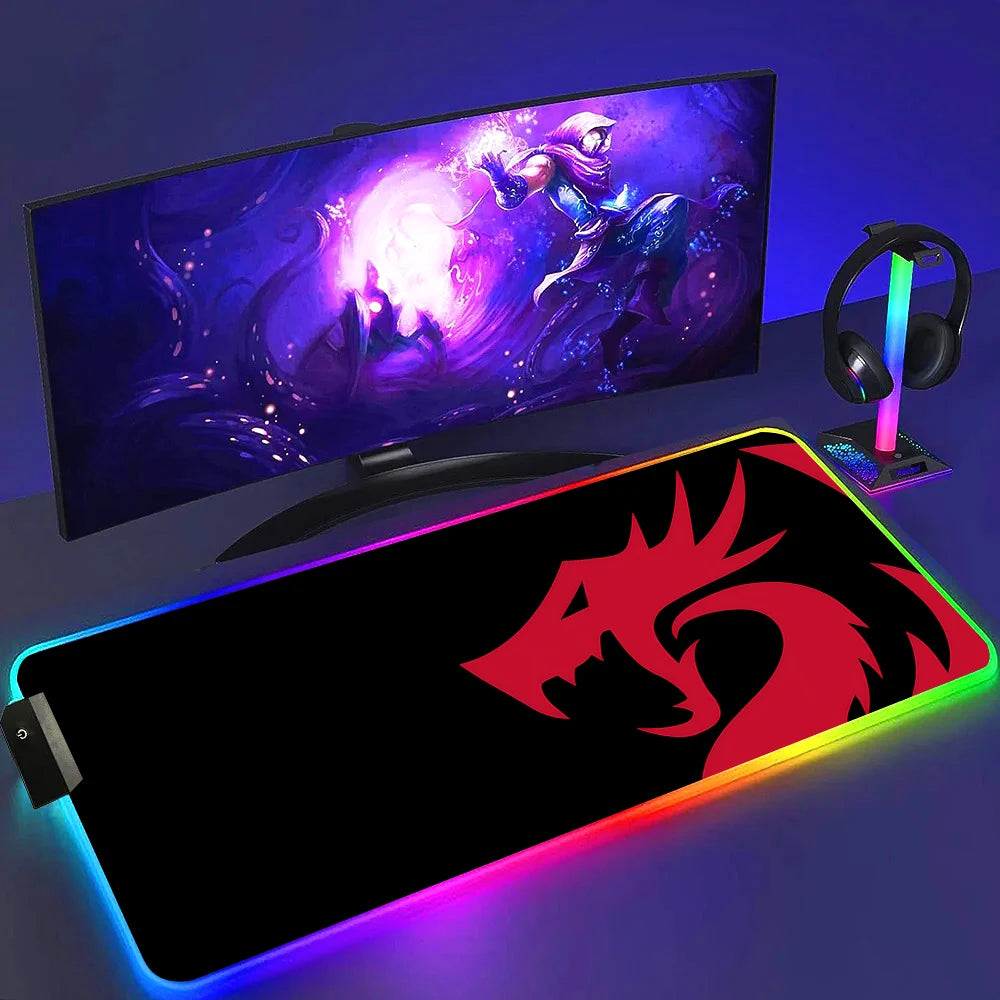 Redragon RGB LED Gaming Mouse Pad Rug Cool Anti-skid Keyboard Mat Computer Desk Accessories Mousepad Luminous Laptop Game Mats