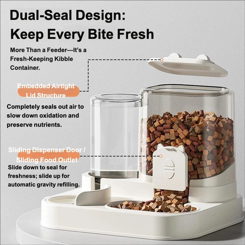Automatic Cat Feeder Water Dispenser 2-in-1 Pet Food Container Gravity Feeding Bowl for Cat Dog Pet Supplies