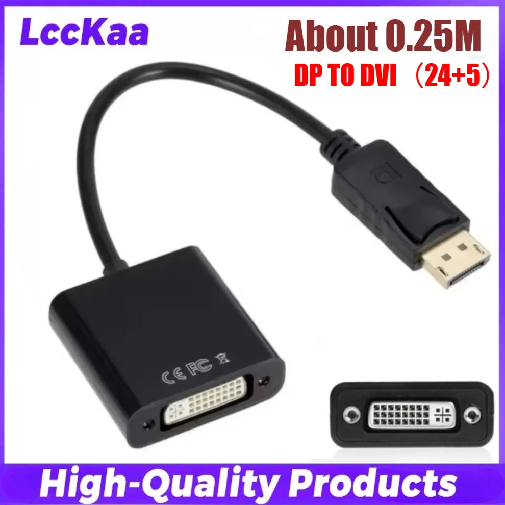 1.8M DisplayPort To DVI Cable 0.25M DP To DVI Adapter for Desktop Laptop PC TV Dell Asus Monitor Projector DisplayPort Cable - WinSupport Tech