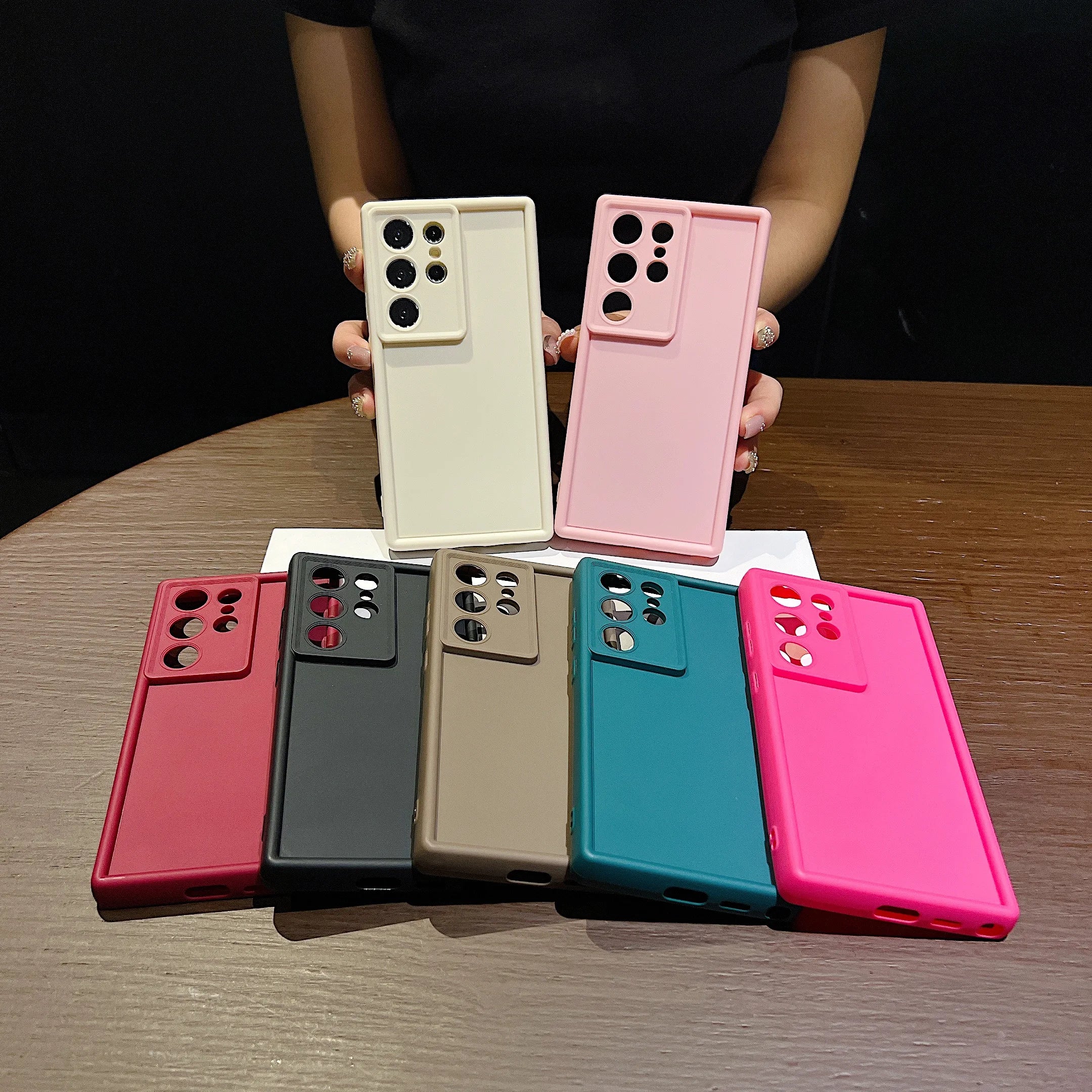 Soft TPU Case For Samsung S26 S25 S24 S23 S22 S21 Ultra Plus FE S25 edge A54 note 20 Shockproof Solid Color Silicone Phone Cover