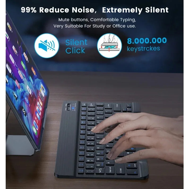 10inch Bluetooth Wireless Keyboard Rechargeable For Mobile Phones Tablet Russian Spanish French AZERT For Android ios Windows