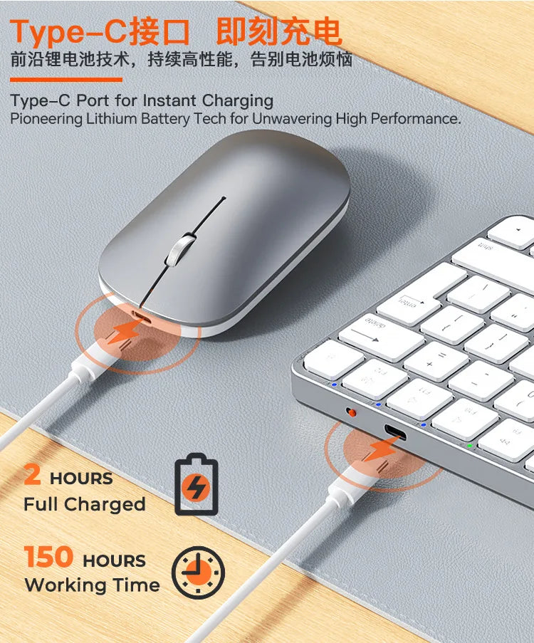 Meetion Ultra Thin Wireless Keyboard Mouse Rechargeable 2.4G USB Bluetooth Keyboard and Mouse Combo Silent Mini for Mac Tablet