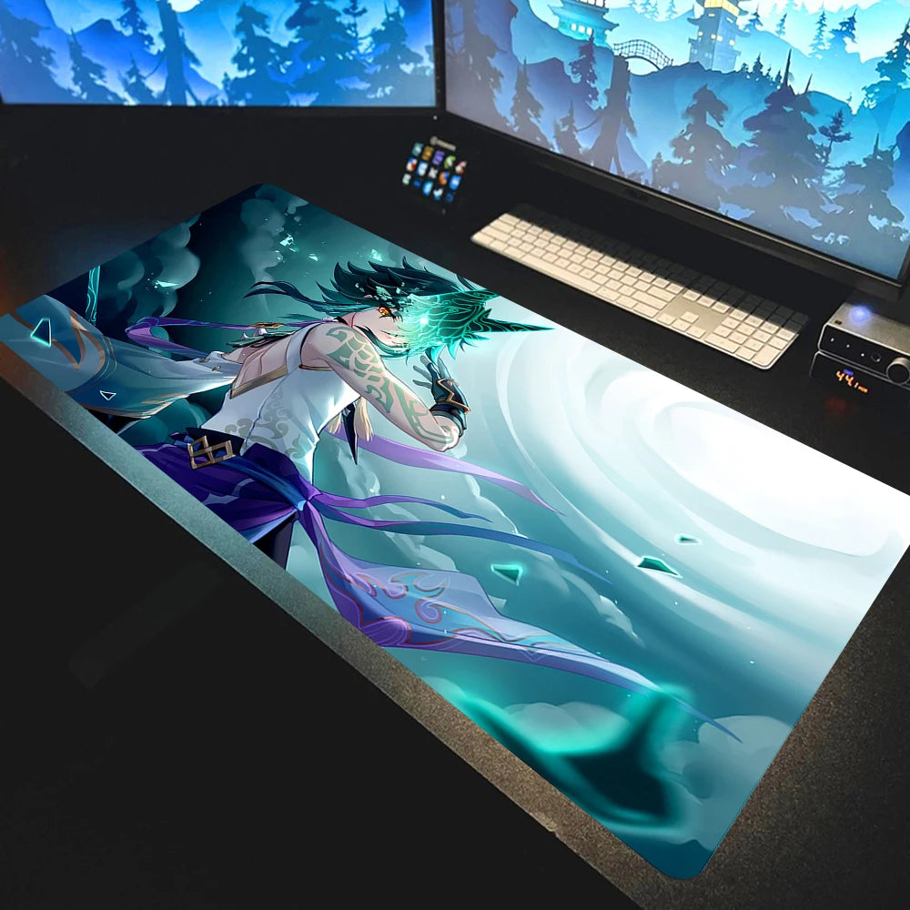 Anime Mousepad Genshin Impact Mouse Pads Gamer Mat Xxl Pc Accessories Desk Protector Keyboard Pads Computer Desks Gaming Mats