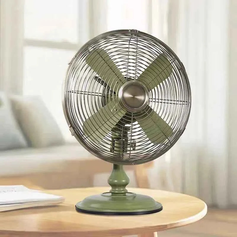 Vintage Desk Fan 12 Inch – Retro Metal Bladeless Fan with 3 Speeds, Quiet Desk Fan for Home Office Classic antique fan