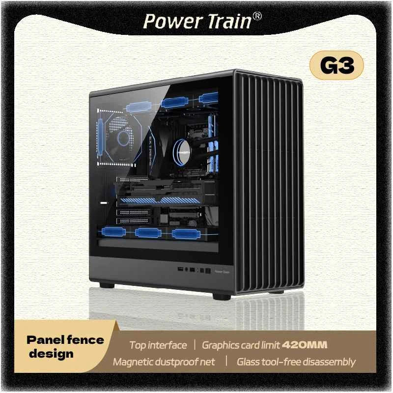 Power train G3 PC Case USB3.0 desktop M-ATX ITX ATX glass side-transparent support 360MM water-cooled computer case