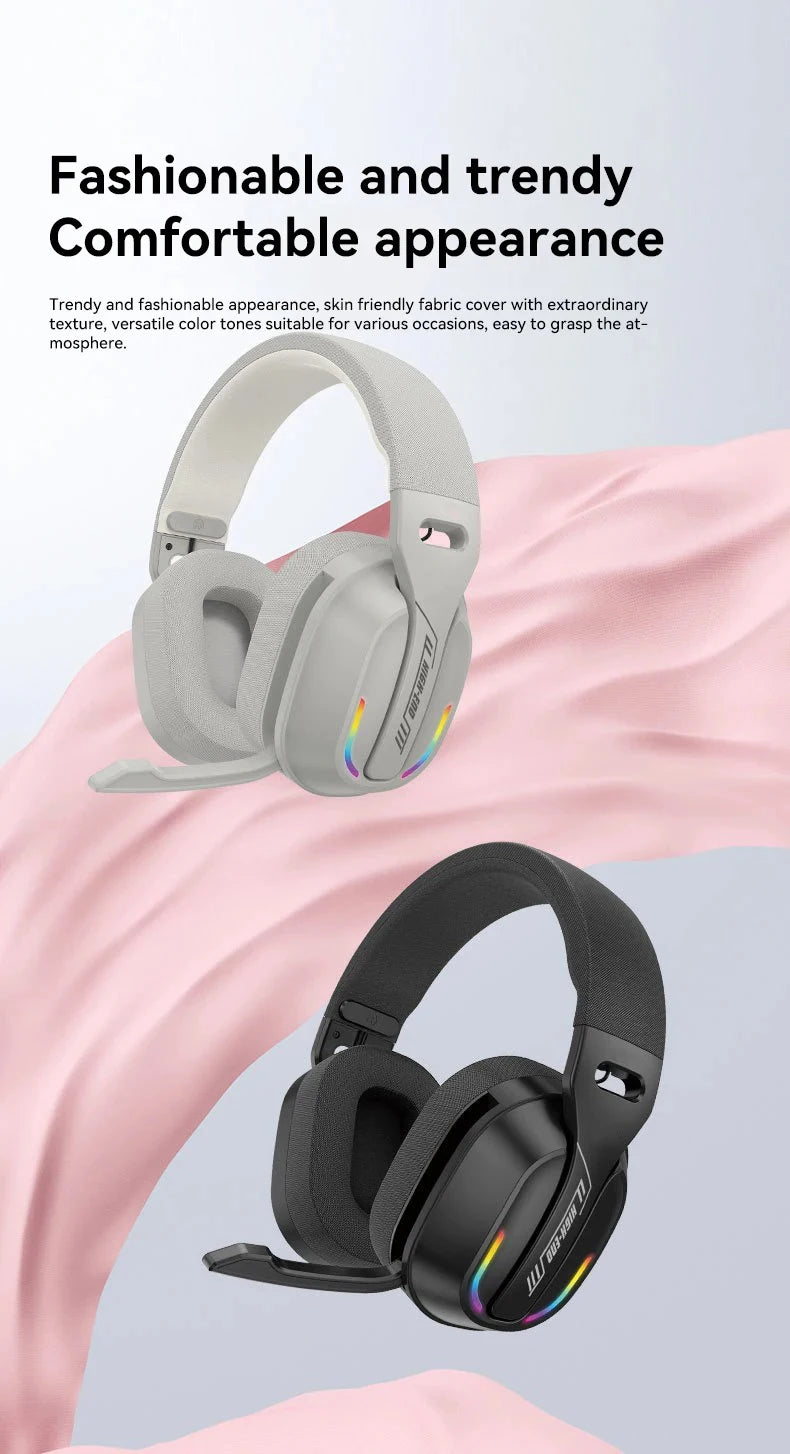 B500 Over Ear Wireless Headphones RGB Gaming Headset Bluetooth 5.4 Low Latency Deep Bass 60H Playtime for Gamer