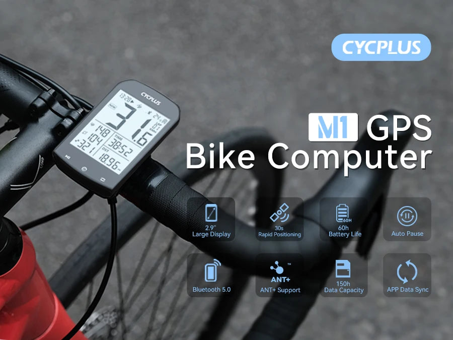 CYCPLUS M1+Z1 Cycling GPS Wireless Bike Computer With BLE 5.0/ANT+ with 2.9
