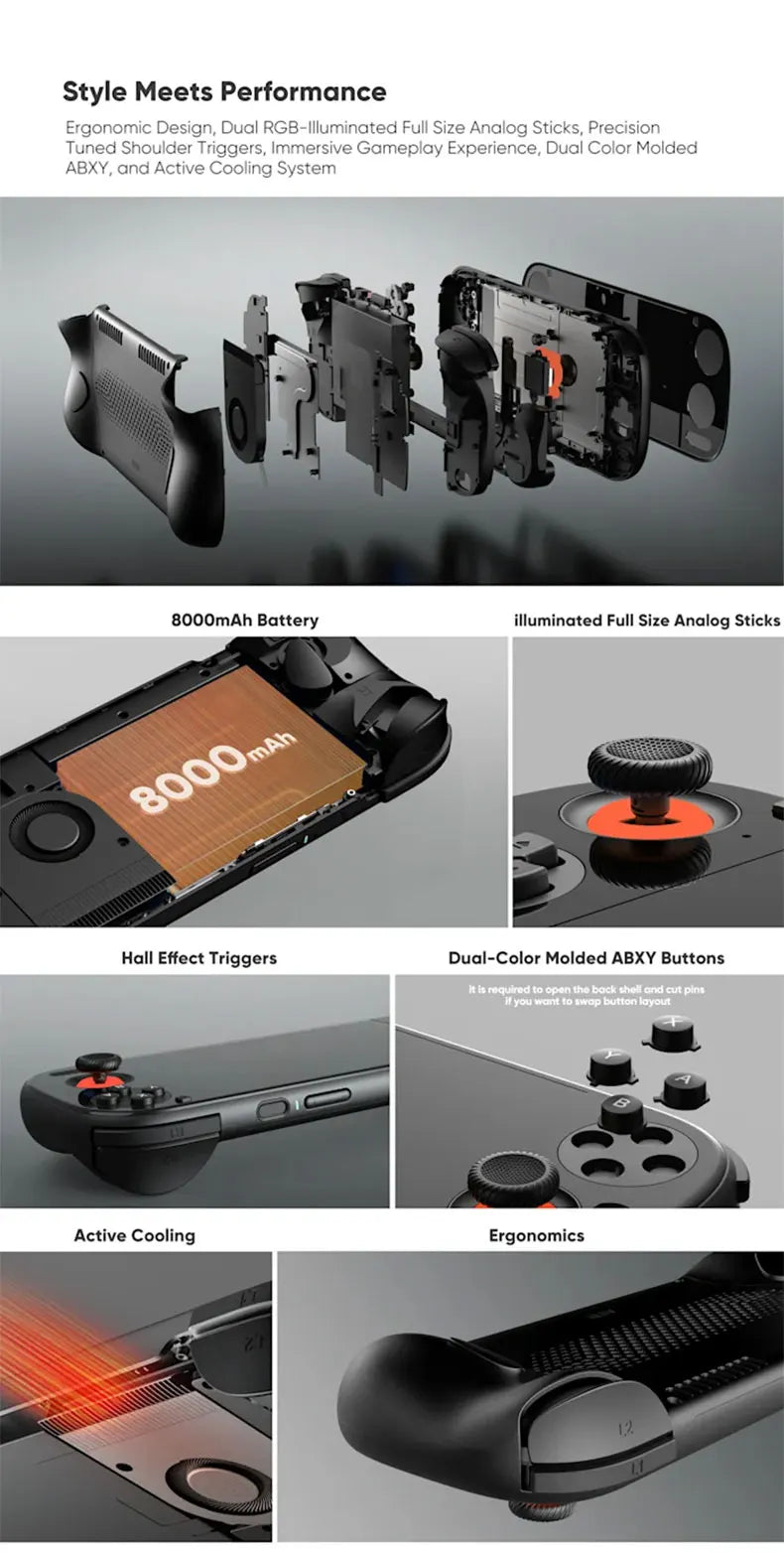 AYN Odin 3 Game Console 6'' 1080P 120Hz AMOLED Screen Handheld With 8000mAh Hall-Effect Joystick/Trigger Handheld Game Console