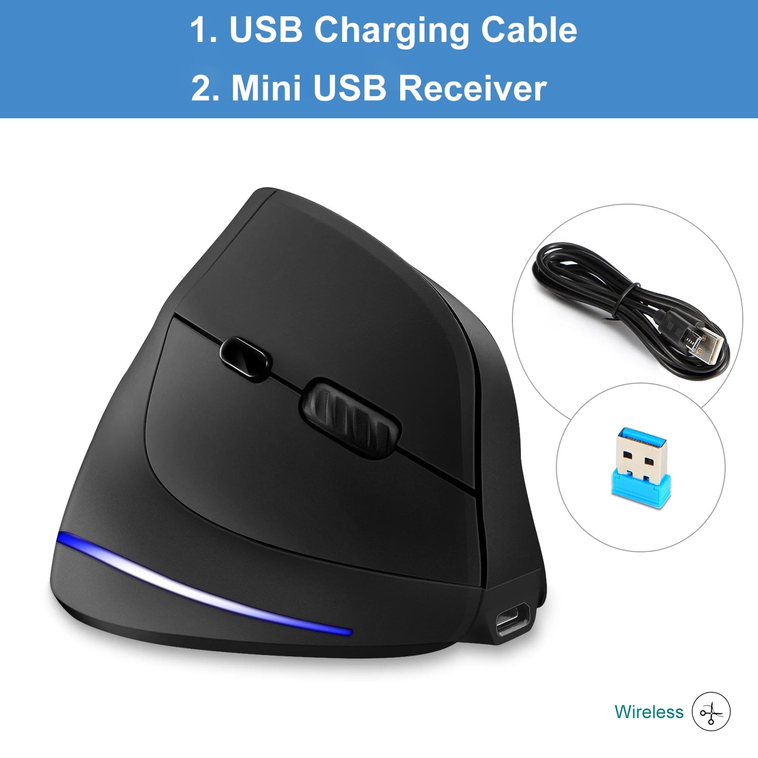 Lefon F35 Wireless Mouse Vertical Rechargeable Ergonomic Mouse 2400 DPI Optical Gaming Mice for Gamer Computer Laptop PC Mac IOS