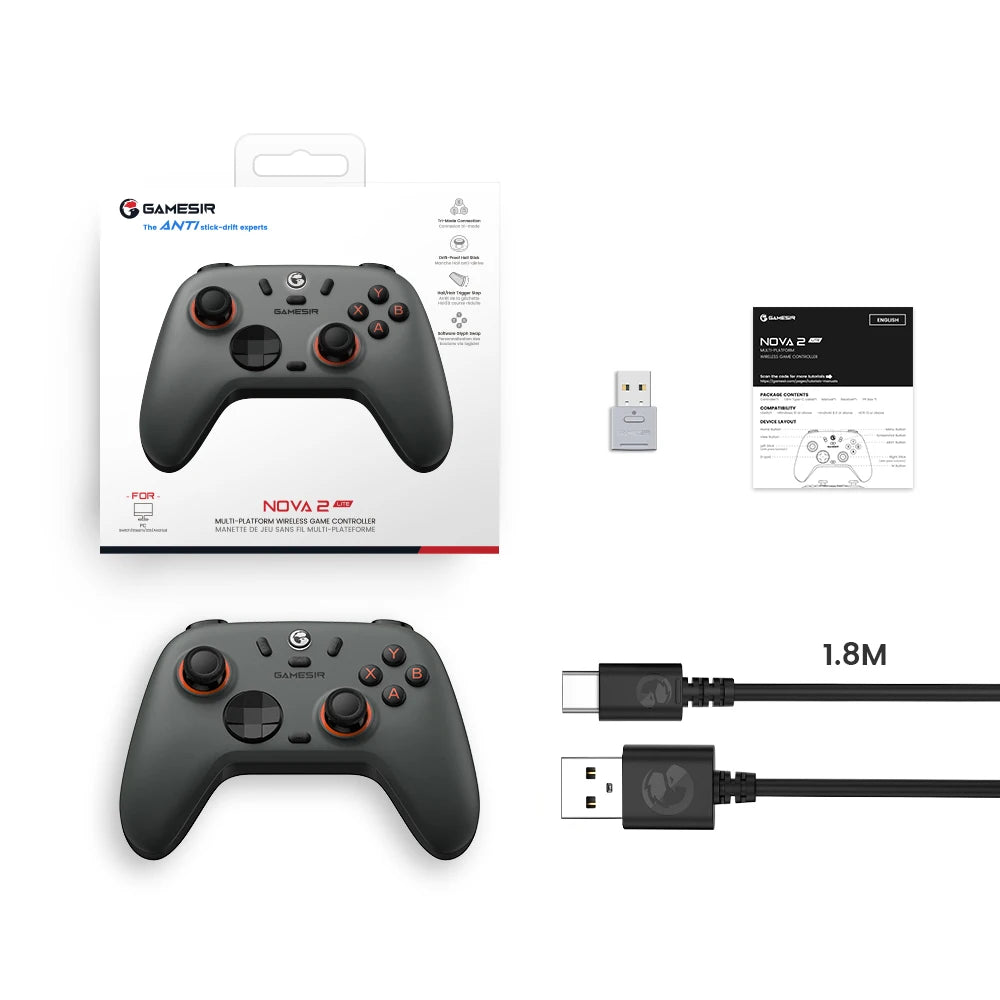 GameSir Nova Lite 2 Wireless Switch Controller Bluetooth Gamepad with Hall Effect for Nintendo Switch, iPhone, Android, PC