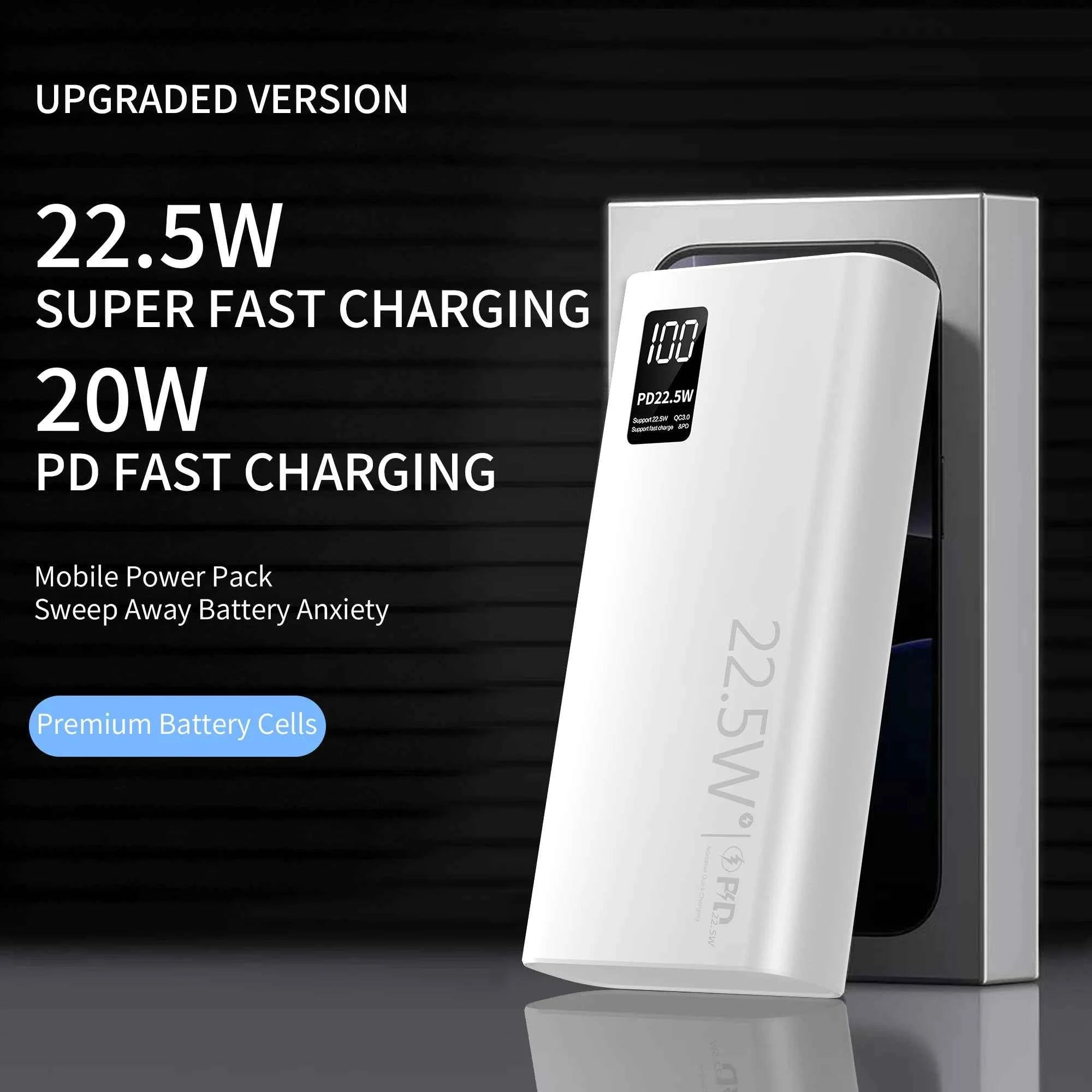 FUNNY PANDA 20000mAh Power Bank 22.5W PD Super Fast Charging Two-Way Fast Charge Smart Digital Display Airplane Approved Large Capacity Portable Charger USB C Compatible with iPhone Samsung Android Phone Tablet