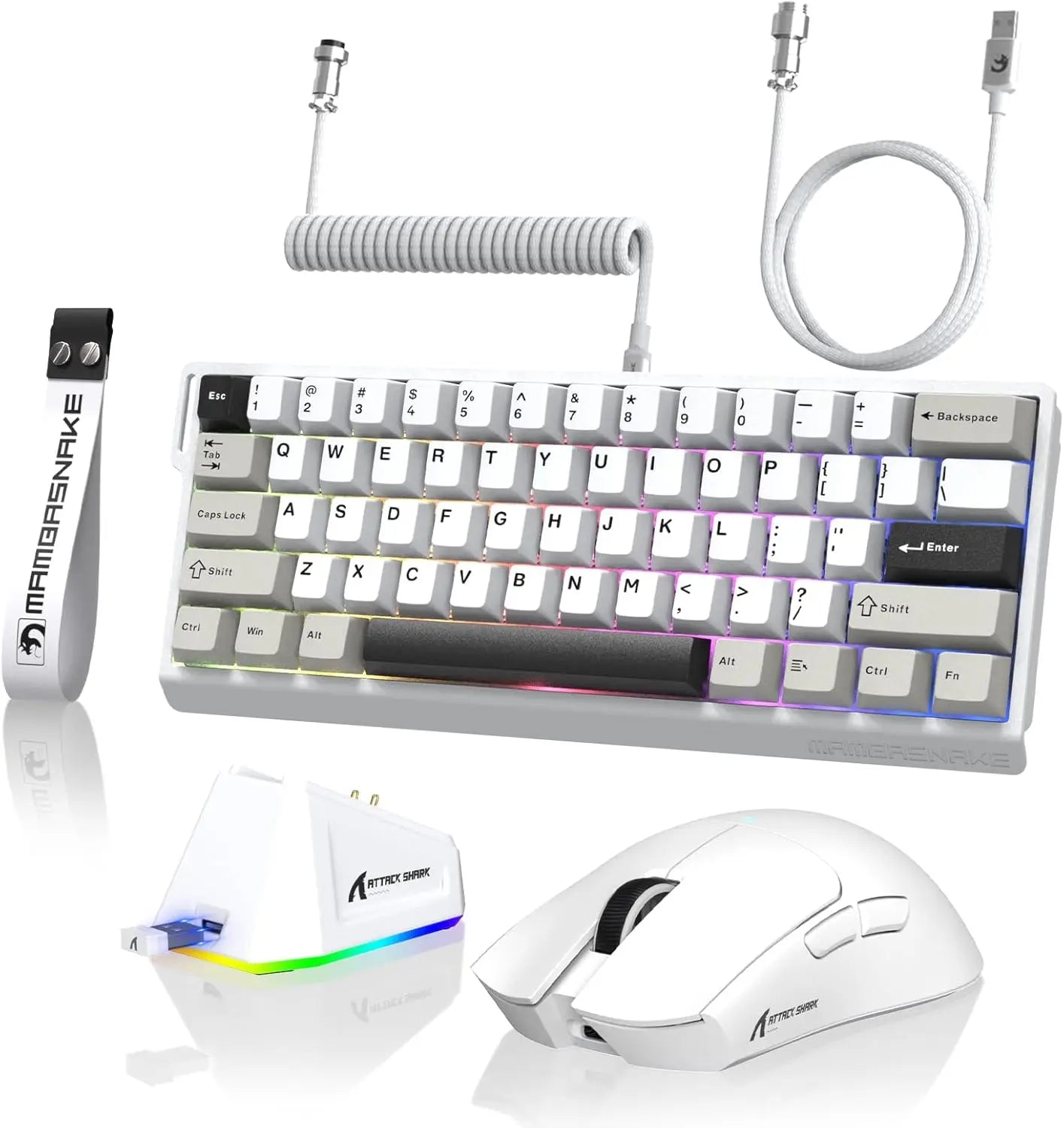 MAMBASNAKE x ATTACK SHARK X11&X60HE Mechanical Wireless Gaming Combo,Rapid Trigger Magnetic Switches 8K Keyboard