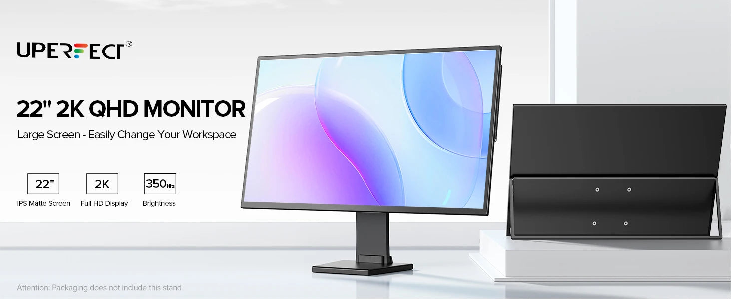 UPERFECT 22”2560*1440  Portable Gaming Monitor 16:9 Laptop Extend Travel Computer Screen Mini PC Eye Care LED Display With VESA