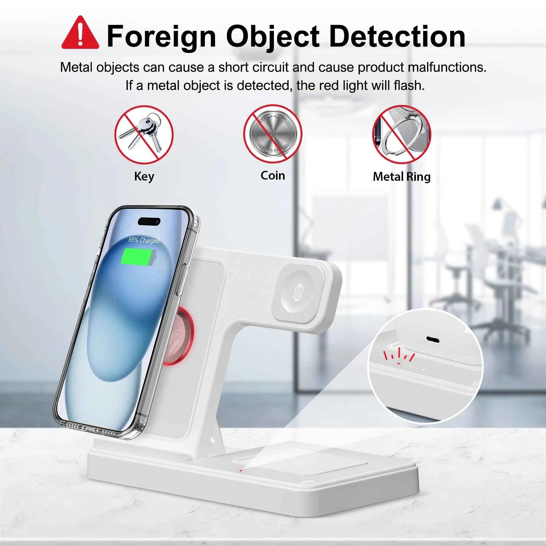 3 In 1 Magnetic Wireless Charger Stand 15W Fast Charging Dock Station Multiple Devices for iPhone 15 14 13 8 Apple Watch Airpods