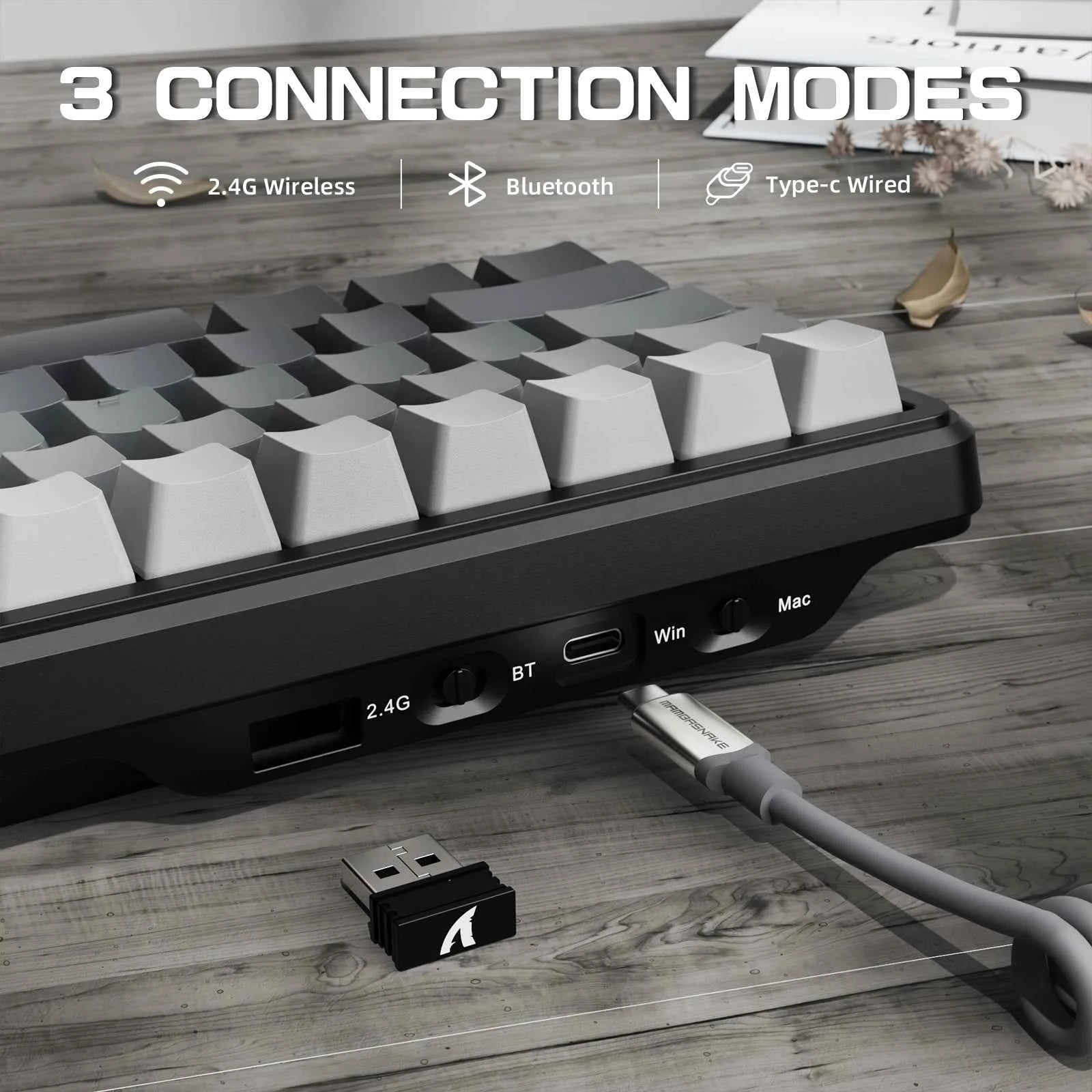 ATTACK SHARK X66 60% Wireless Mechanical Gaming Keyboard with Knob,3-Mode Gasket Hot Swappable Custom Keyboard with Coiled Cable