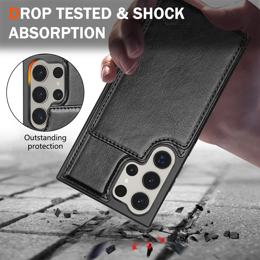 Wallet RFID Blocking Layer Protect Anti-Theft Magnetic Leather Case For Samsung Galaxy S26 Ultra S26 Plus S26 Cover