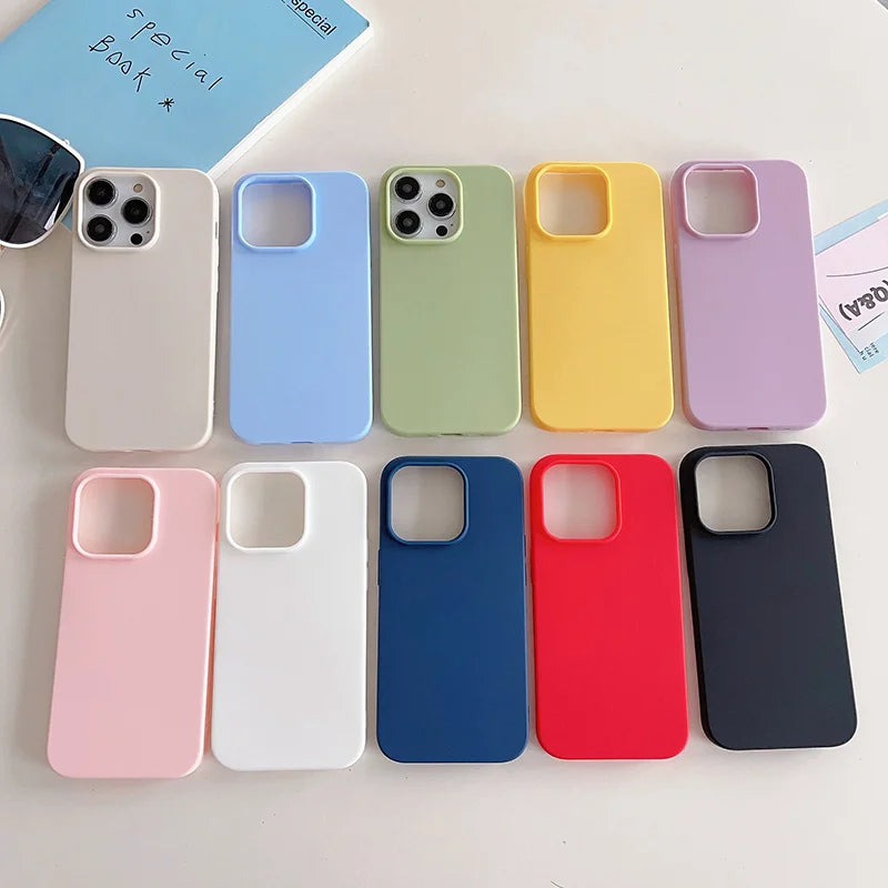 Luxury Matte Candy Ultra Thin Color Silicone Soft Case For iPhone 16 15 14 13 12 11 Pro Max Plus Mini Back Cover Colorful Shell