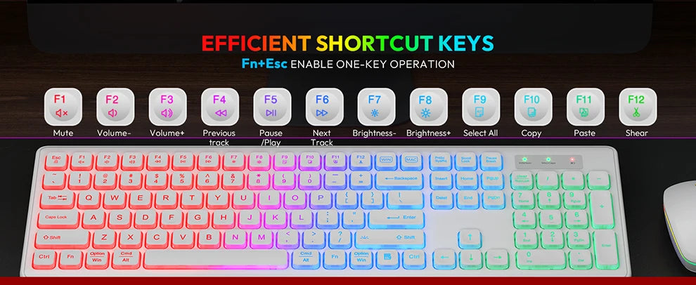 Backlit Wireless Keyboard and Mouse,Quiet Light Up Keys, Tilt Legs, Rechargeable USB Cordless Combo for Computer, PC, Laptop