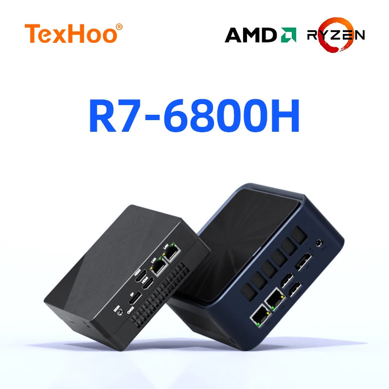 TexHoo AMD R7 6800H 6600H 6600U 7530U 5800H  4800H 4500U Mini PC  DDR5 NVMe SSD WiFi 6  BT5.2 HDMI DP  Dual LAN Desktop computer - WinSupport Tech