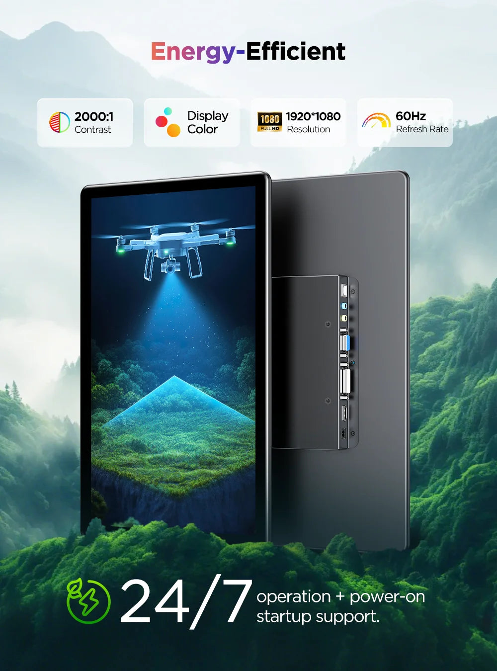 UPERFECT 15.6“ Portable Monitor Touch Screen with 2000:1 Full HD Screen Integrated Stand & DVI VGA HDMI USB C External Dispaly