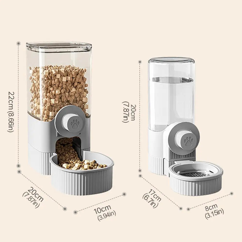 Automatic Cat Feeder Hanging Cage Small Pet Food Bowl Water Bottle Dispenser 1.2L Auto Gravity Pet Feeder & 520ml Waterer