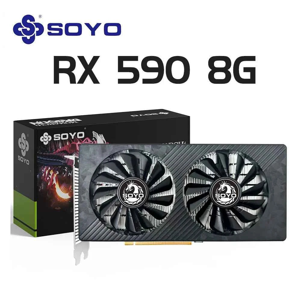 SOYO AMD RX 590 8GB Placa De Video Gaming Graphics Card GDDR5 256Bit PCI Express 3.0 ×16 6Pin Radeon GPU rx590 Series