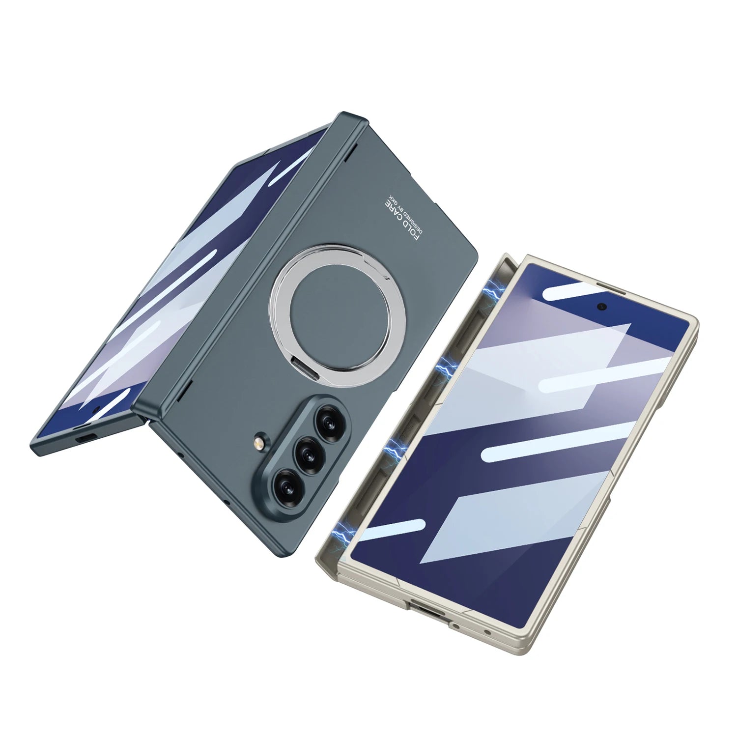 Magsafe Rotating Bracket Case For Samsung Galaxy Z Fold 7 Skin-feel Matte With Glass Film ZFold7 Magnetic Hinge Protective Cover