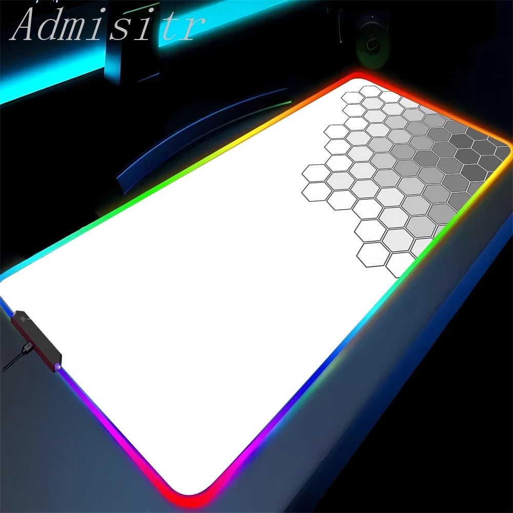 Geometry Large RGB Gamer Mousepad 40x90cm Hexagon Mouse Mat Gaming Mousepads LED Keyboard Mats Luminous Desk Pads Mouse Pad