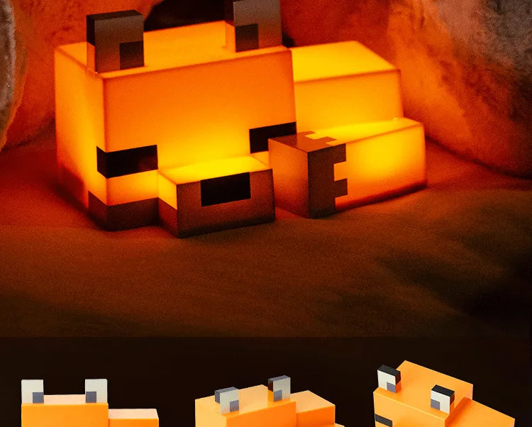 MC Game Cute Fox Night Light Soft Orange Glow Officially Licensed Decor And Desk Lamp For Gaming Room Or Kids And Tween Bedroom